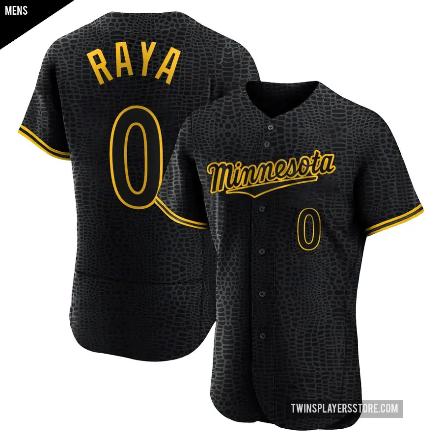 Men's Minnesota Twins ＃0 Marco Raya Authentic Black Snake Skin City Jersey