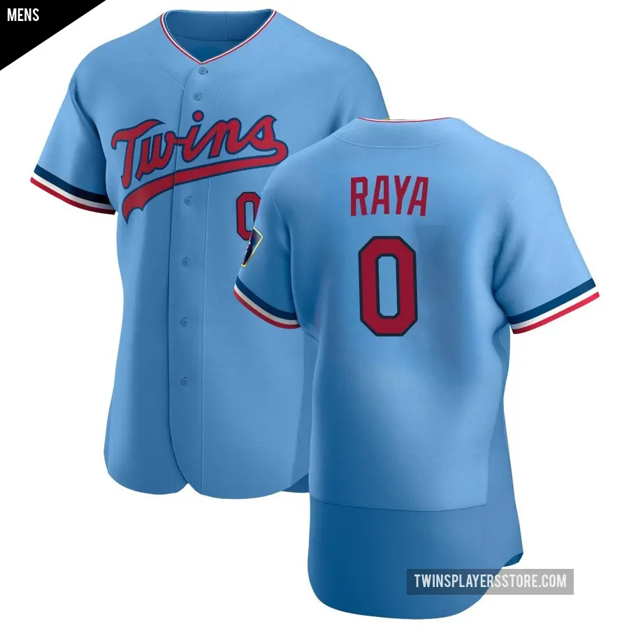 Men's Minnesota Twins ＃0 Marco Raya Authentic Light Blue Alternate Jersey