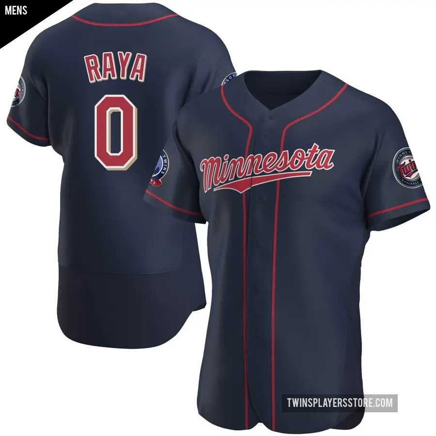 Men's Minnesota Twins ＃0 Marco Raya Authentic Navy Alternate 60th Season Jersey