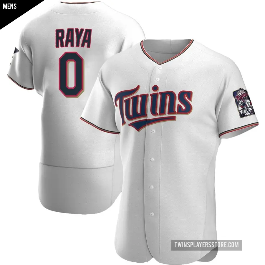 Men's Minnesota Twins ＃0 Marco Raya Authentic White Home Jersey