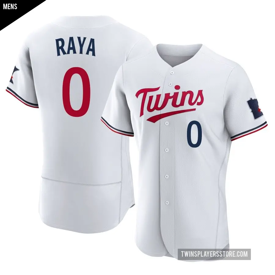 Men's Minnesota Twins ＃0 Marco Raya Authentic White Home Jersey