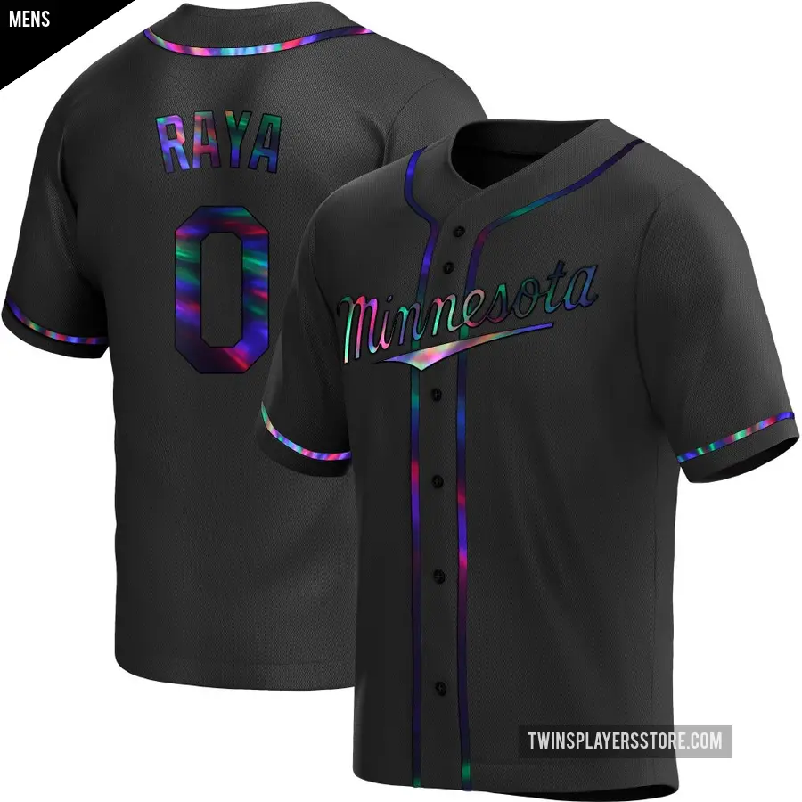 Men's Minnesota Twins ＃0 Marco Raya Replica Black Holographic Alternate Jersey