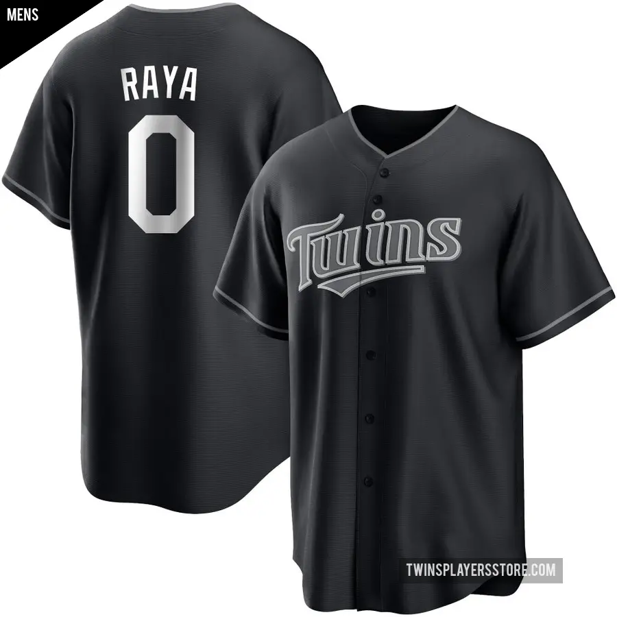 Men's Minnesota Twins ＃0 Marco Raya Replica Black/White Jersey