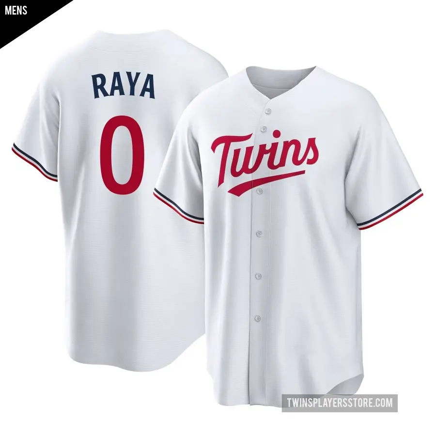 Men's Minnesota Twins ＃0 Marco Raya Replica White Home Jersey