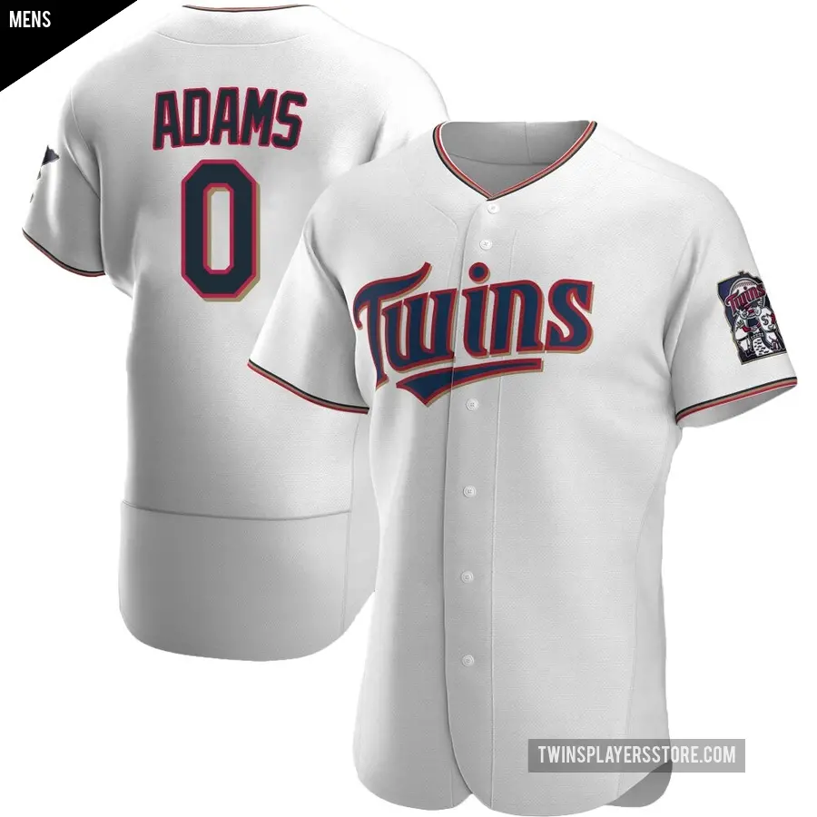 Men's Minnesota Twins ＃0 Travis Adams Authentic White Home Jersey