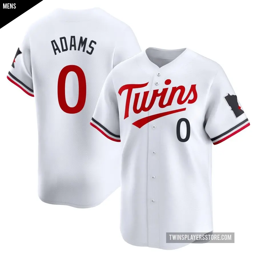 Men's Minnesota Twins ＃0 Travis Adams Limited White Home Jersey