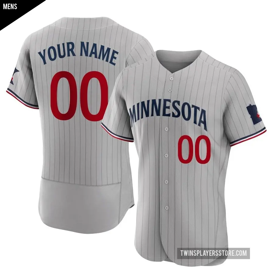 Men's Minnesota Twins ＃00 Custom Authentic Gray Road Jersey