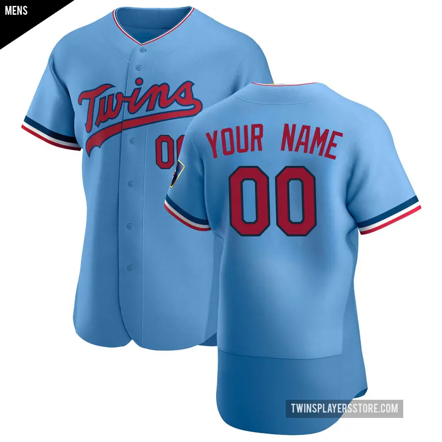 Men's Minnesota Twins ＃00 Custom Authentic Light Blue Alternate Jersey