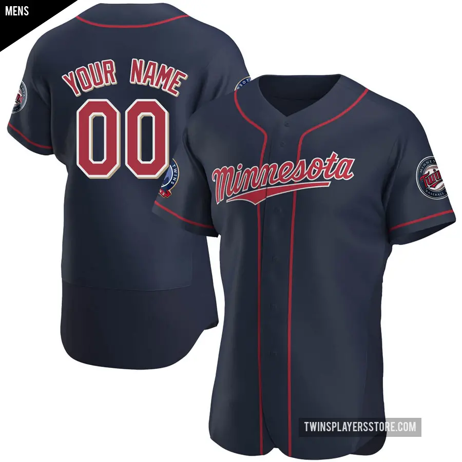 Men's Minnesota Twins ＃00 Custom Authentic Navy Alternate 60th Season Jersey