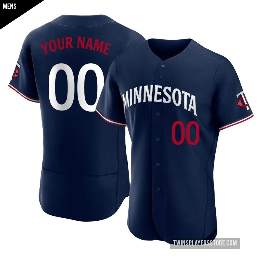 Men's Minnesota Twins ＃00 Custom Authentic Navy Alternate Jersey