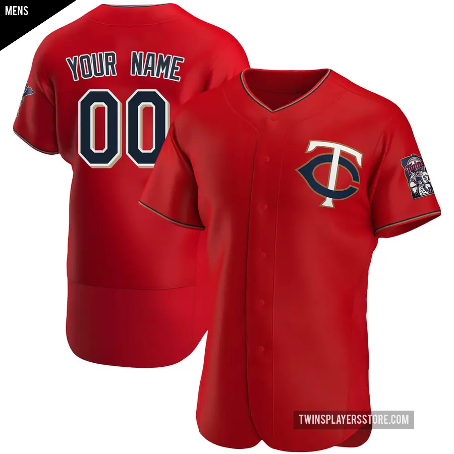 Men's Minnesota Twins ＃00 Custom Authentic Red Alternate Jersey