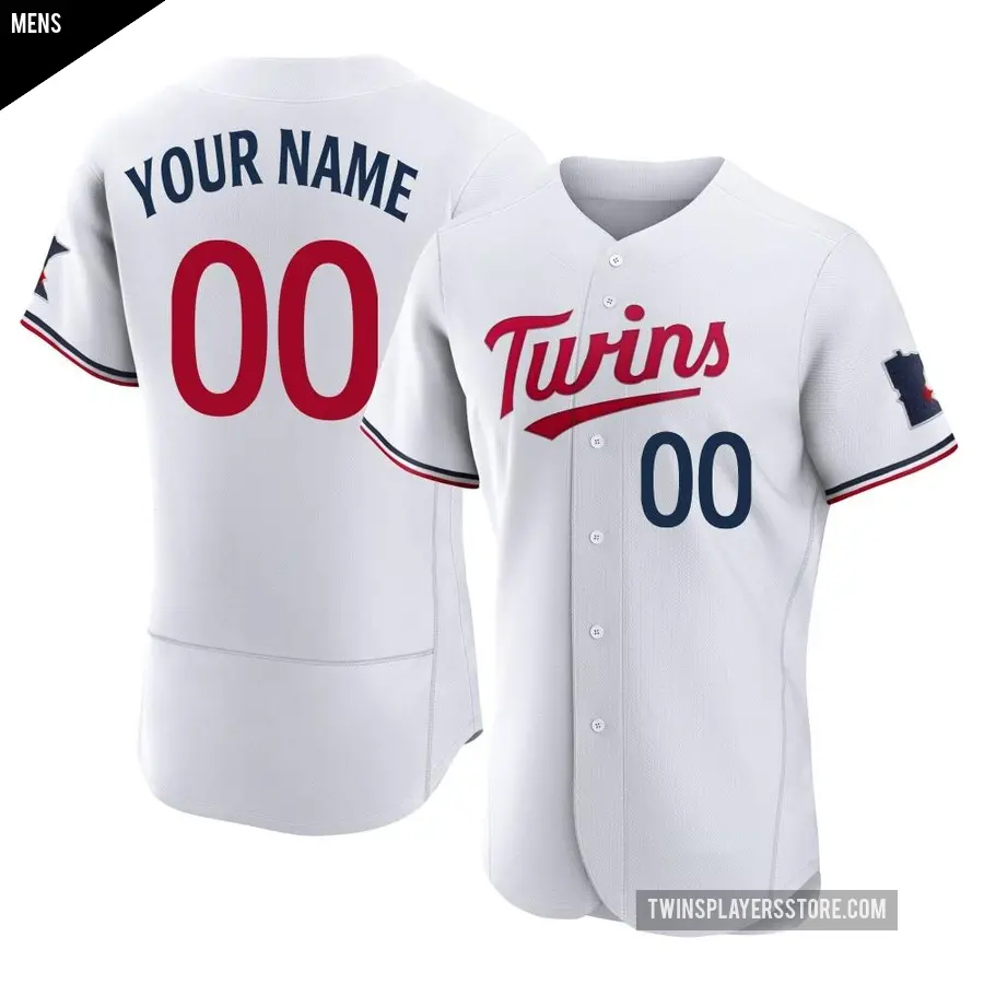 Men's Minnesota Twins ＃00 Custom Authentic White Home Jersey