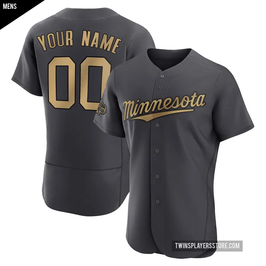 Men's Minnesota Twins ＃00 Custom Game Charcoal Authentic 2022 All-Star Jersey