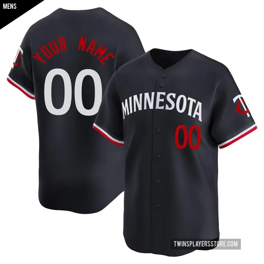 Men's Minnesota Twins ＃00 Custom Limited Navy Alternate Jersey