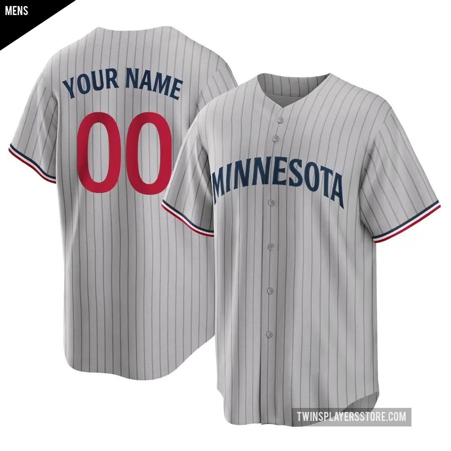 Men's Minnesota Twins ＃00 Custom Replica Gray Road Jersey