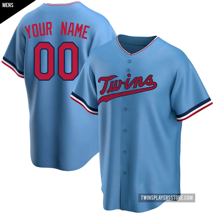 Men's Minnesota Twins ＃00 Custom Replica Light Blue Alternate Jersey