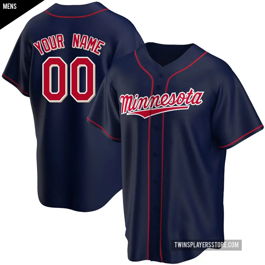 Men's Minnesota Twins ＃00 Custom Replica Navy Alternate Team Jersey