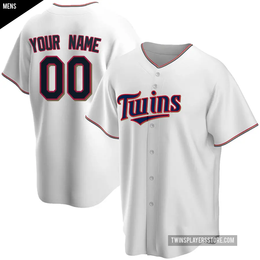 Men's Minnesota Twins ＃00 Custom Replica White Home Jersey