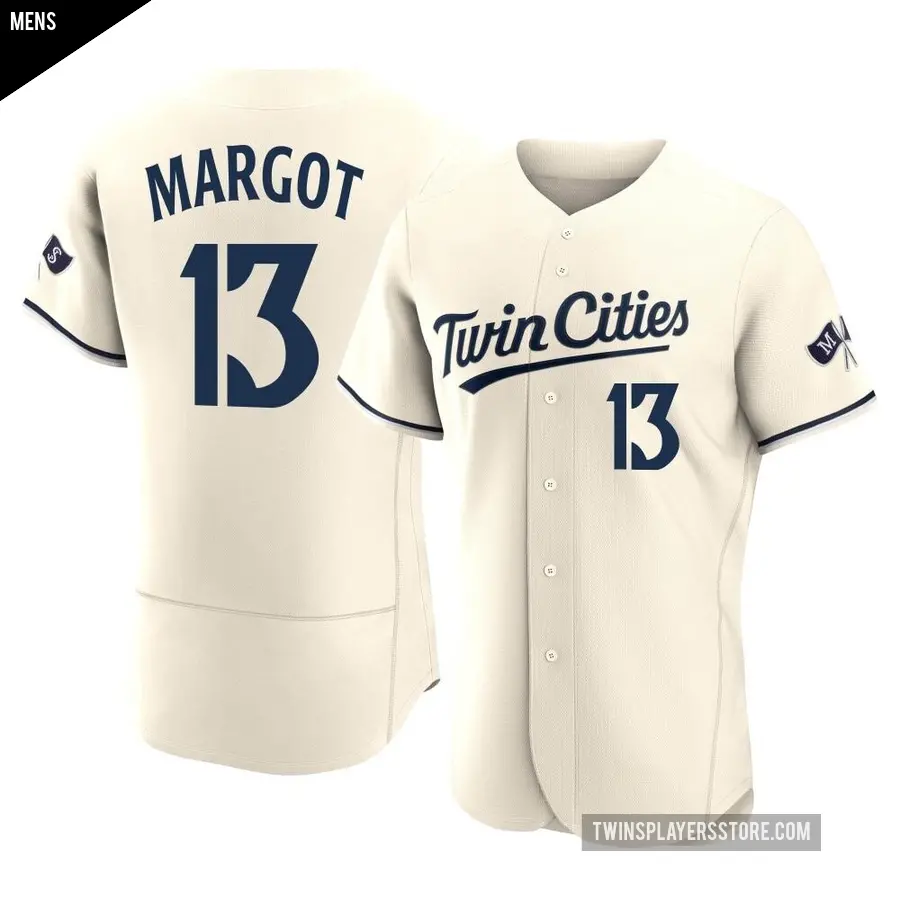 Men's Minnesota Twins ＃13 Manuel Margot Authentic Cream Alternate 2023 Jersey