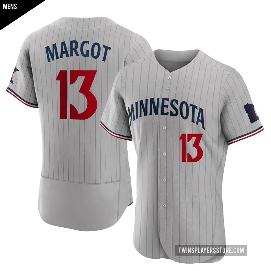 Men's Minnesota Twins ＃13 Manuel Margot Authentic Gray Road Jersey