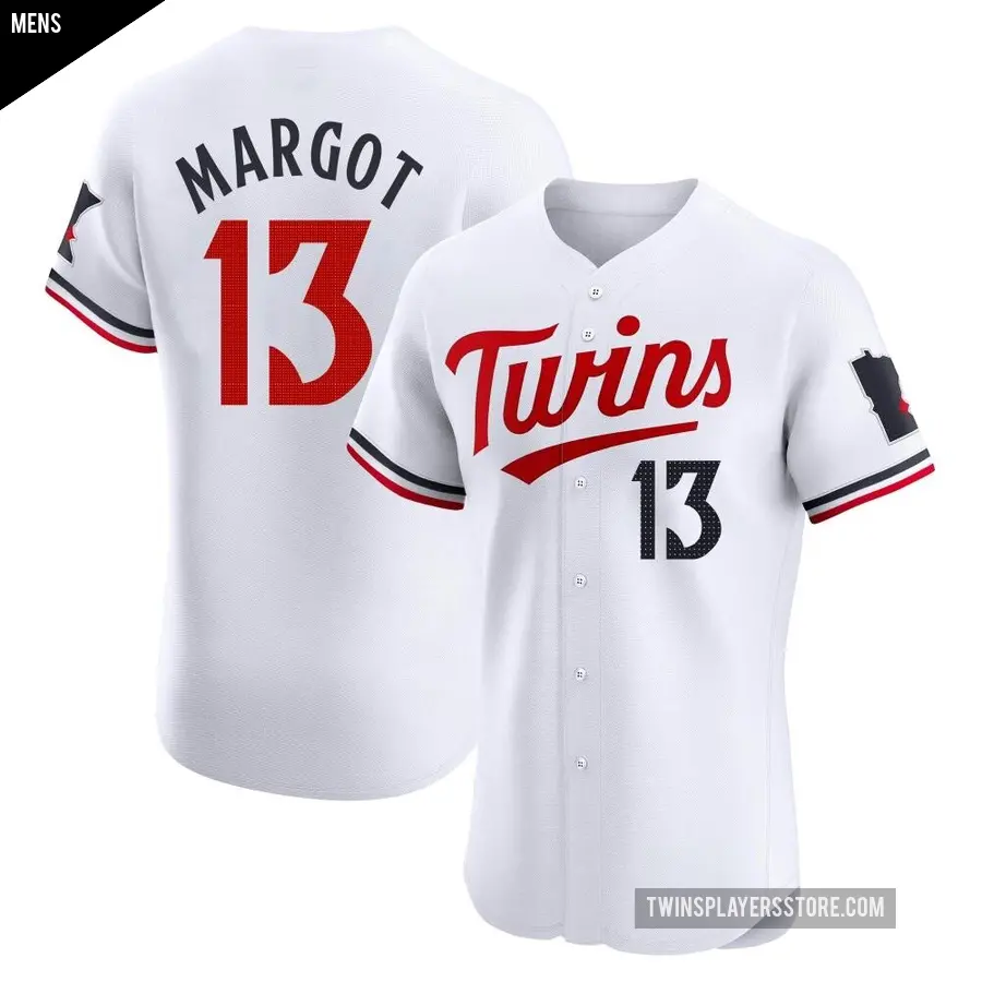 Men's Minnesota Twins ＃13 Manuel Margot Elite White Home Jersey