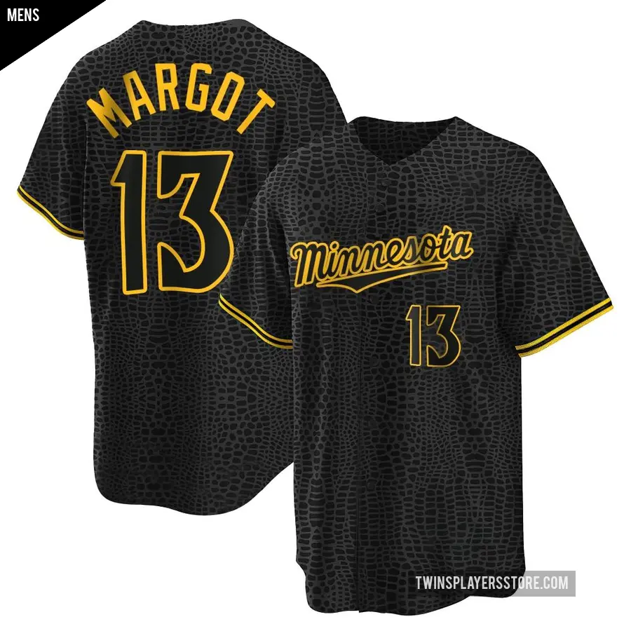 Men's Minnesota Twins ＃13 Manuel Margot Replica Black Snake Skin City Jersey