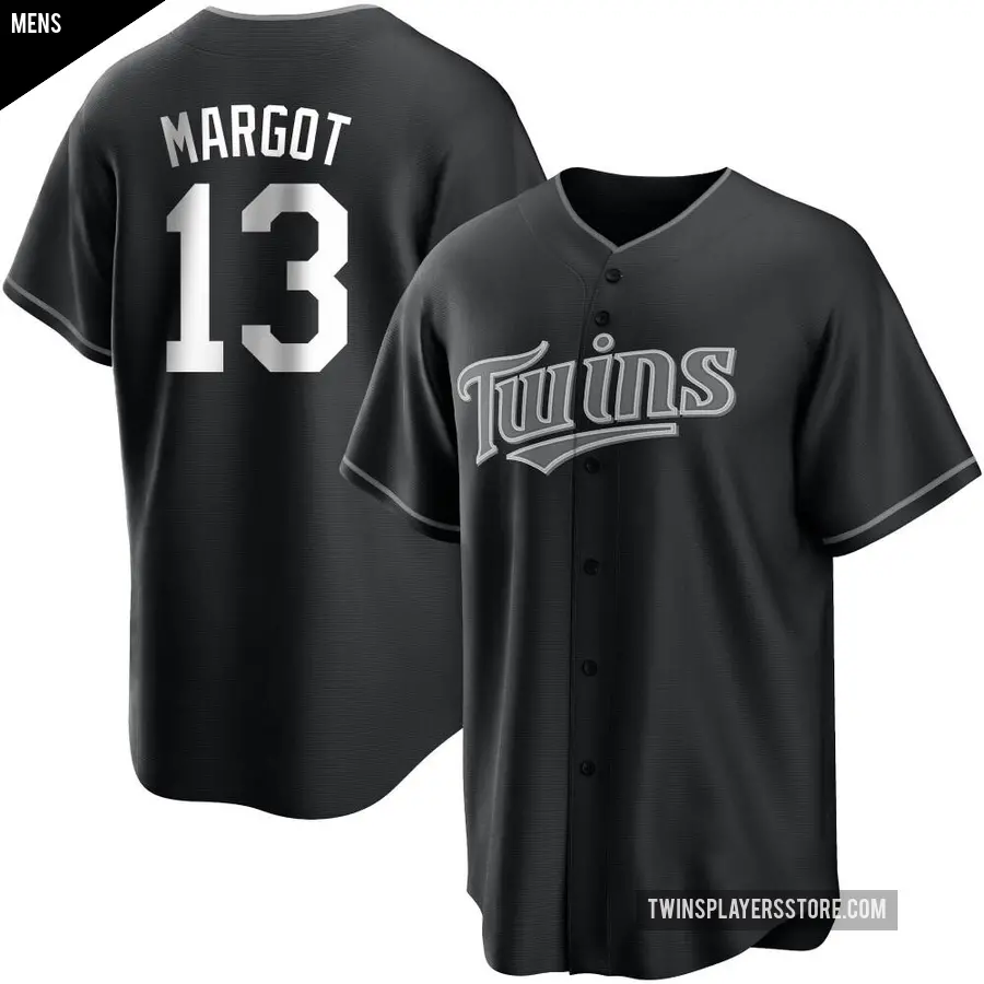 Men's Minnesota Twins ＃13 Manuel Margot Replica Black/White Jersey