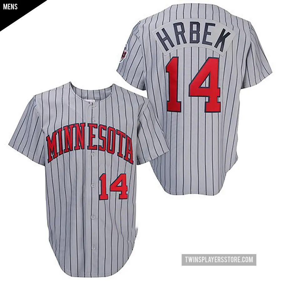 Men's Minnesota Twins ＃14 Kent Hrbek Authentic Grey 1987 Throwback Jersey