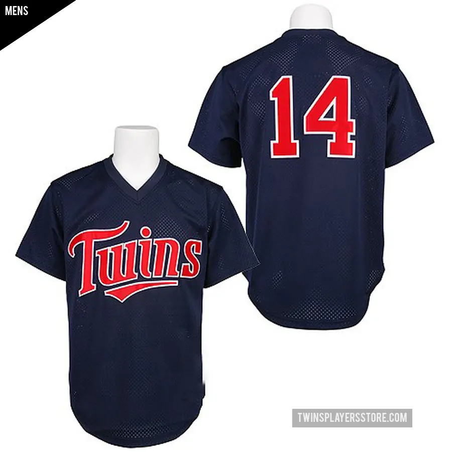 Men's Minnesota Twins ＃14 Kent Hrbek Authentic Navy Blue 1991 Throwback Jersey