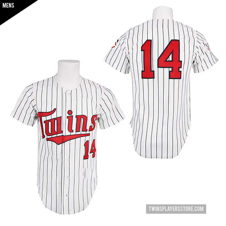 Men's Minnesota Twins ＃14 Kent Hrbek Authentic White 1991 Throwback Jersey