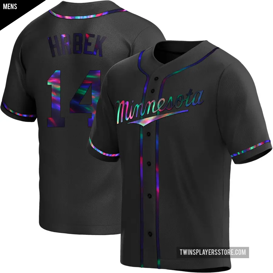 Men's Minnesota Twins ＃14 Kent Hrbek Replica Black Holographic Alternate Jersey