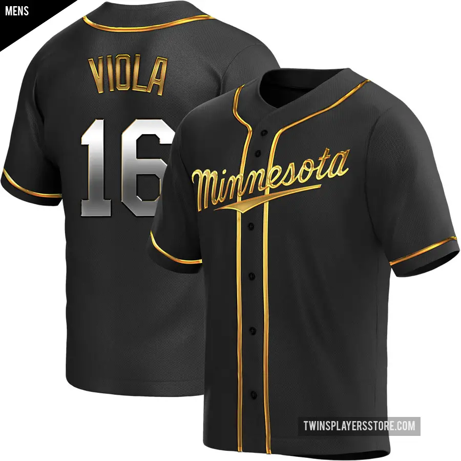 Men's Minnesota Twins ＃16 Frank Viola Replica Gold Black en Alternate Jersey