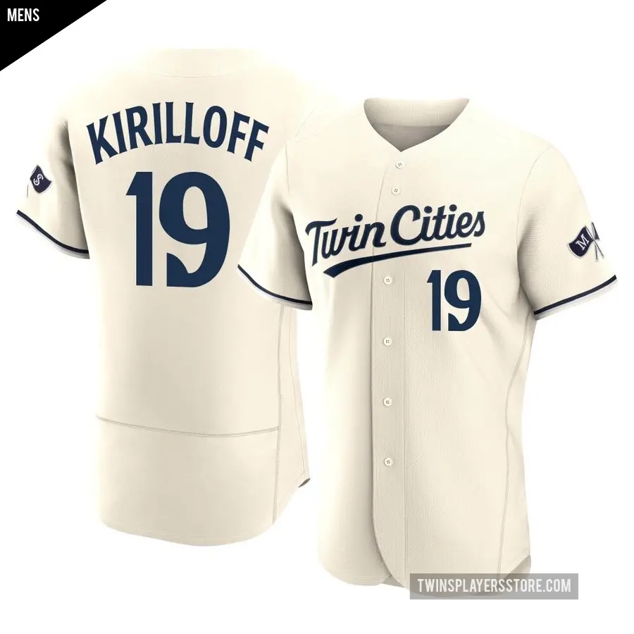 Men's Minnesota Twins ＃19 Alex Kirilloff Authentic Cream Alternate 2023 Jersey