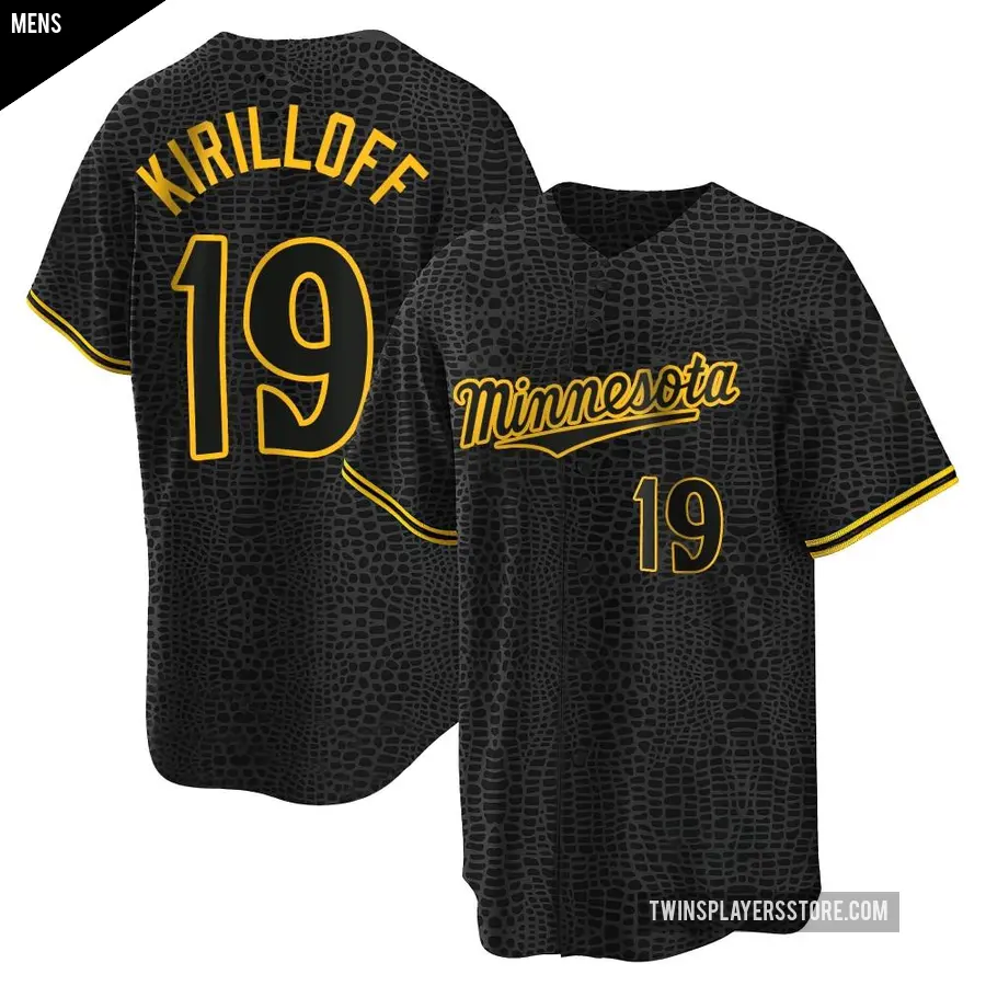 Men's Minnesota Twins ＃19 Alex Kirilloff Replica Black Snake Skin City Jersey