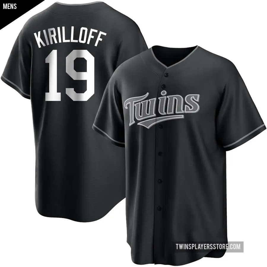 Men's Minnesota Twins ＃19 Alex Kirilloff Replica Black/White Jersey