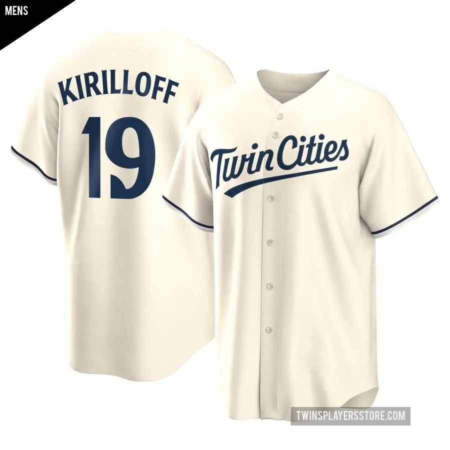 Men's Minnesota Twins ＃19 Alex Kirilloff Replica Cream Alternate Jersey