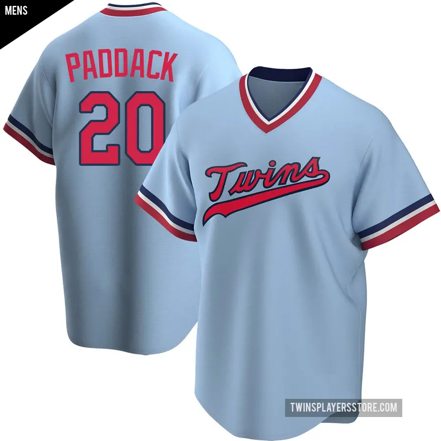 Men's Minnesota Twins ＃20 Chris Paddack Replica Light Blue Road Cooperstown Collection Jersey