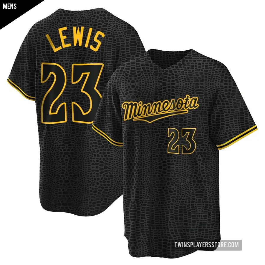 Men's Minnesota Twins ＃23 Royce Lewis Replica Black Snake Skin City Jersey