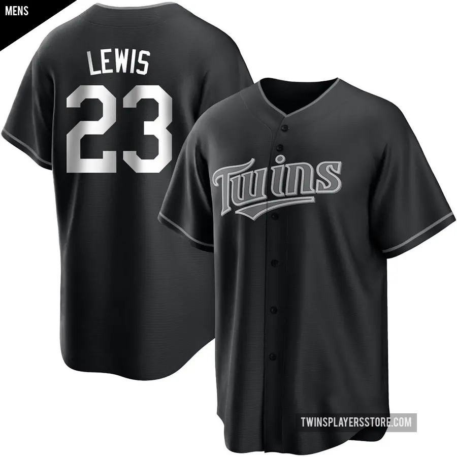 Men's Minnesota Twins ＃23 Royce Lewis Replica Black/White Jersey