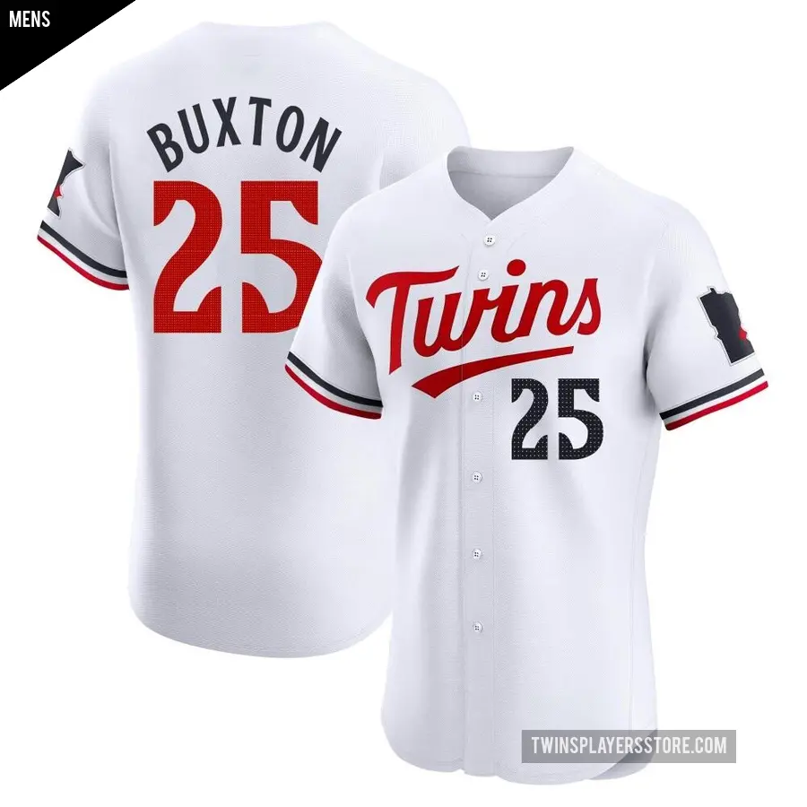 Men's Minnesota Twins ＃25 Byron Buxton Elite White Home Jersey