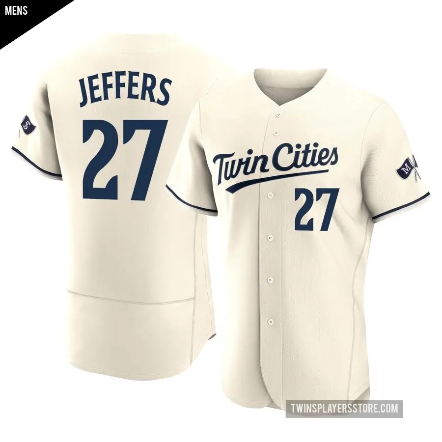 Men's Minnesota Twins ＃27 Ryan Jeffers Authentic Cream Alternate 2023 Jersey