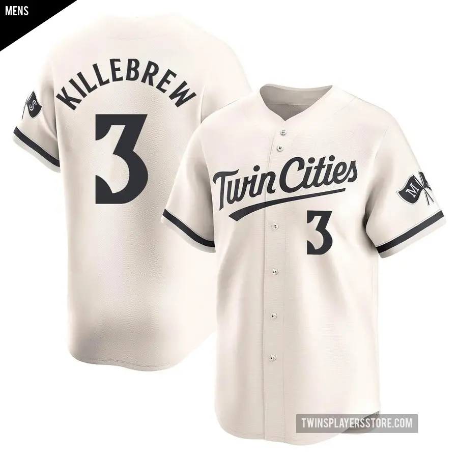 Men's Minnesota Twins ＃3 Harmon Killebrew Limited Cream Alternate Jersey