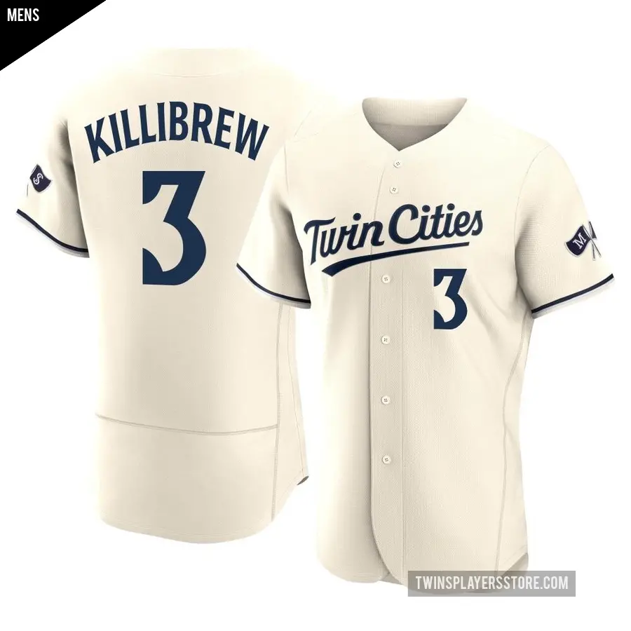 Men's Minnesota Twins ＃3 Harmon Killibrew Authentic Cream Alternate 2023 Jersey