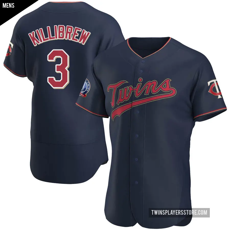 Men's Minnesota Twins ＃3 Harmon Killibrew Authentic Navy Alternate 60th Season Team Jersey