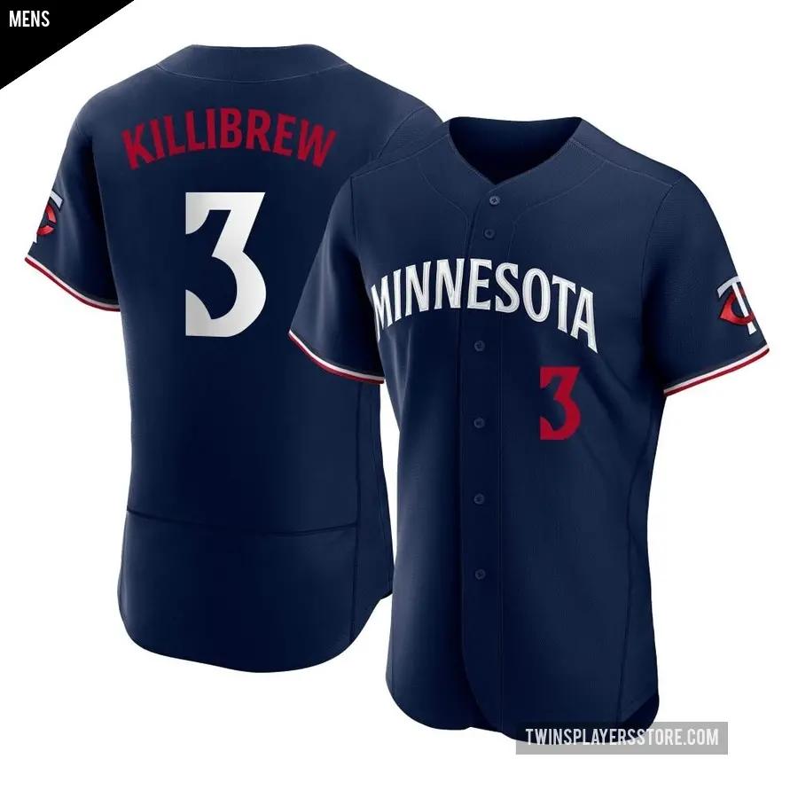 Men's Minnesota Twins ＃3 Harmon Killibrew Authentic Navy Alternate Jersey