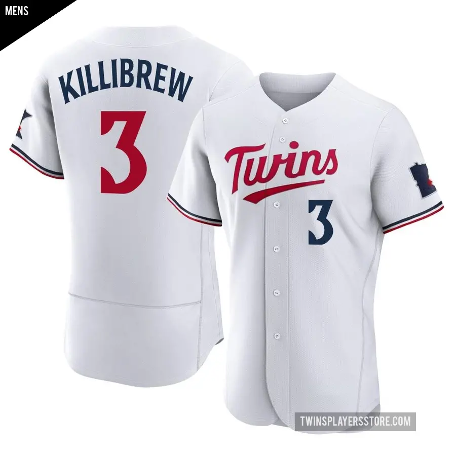 Men's Minnesota Twins ＃3 Harmon Killibrew Authentic White Home Jersey