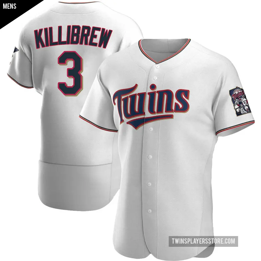 Men's Minnesota Twins ＃3 Harmon Killibrew Authentic White Home Jersey