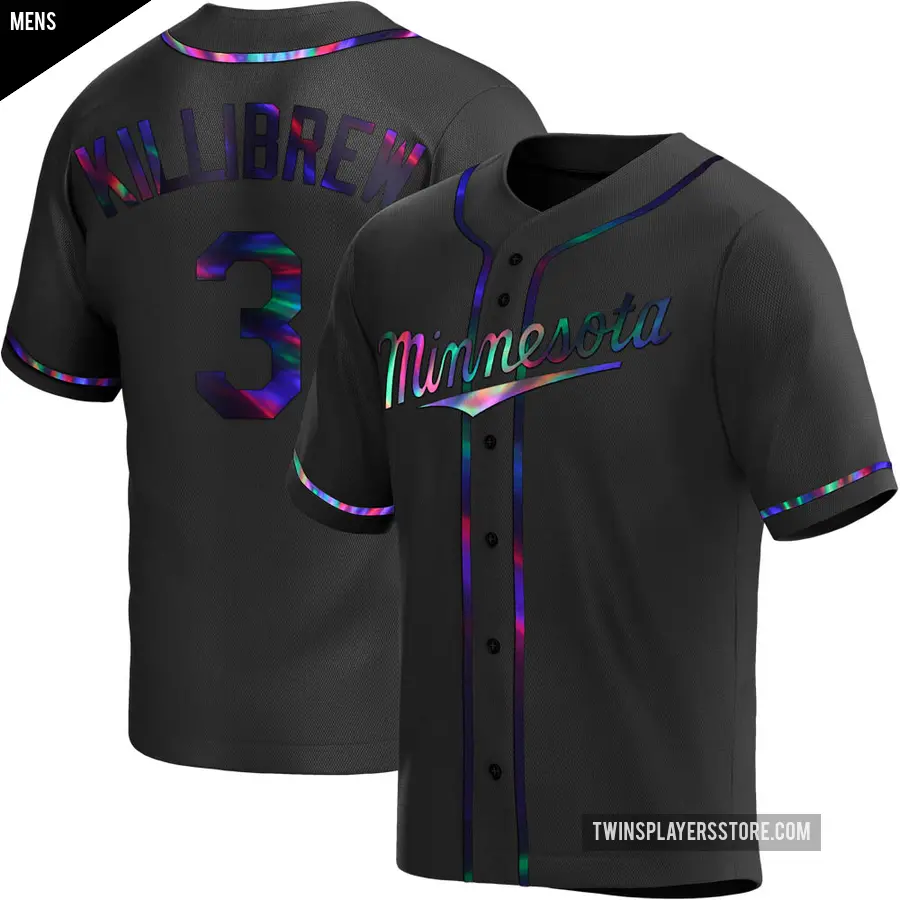 Men's Minnesota Twins ＃3 Harmon Killibrew Replica Black Holographic Alternate Jersey