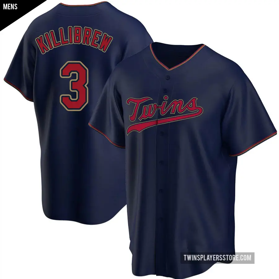 Men's Minnesota Twins ＃3 Harmon Killibrew Replica Navy Alternate Jersey