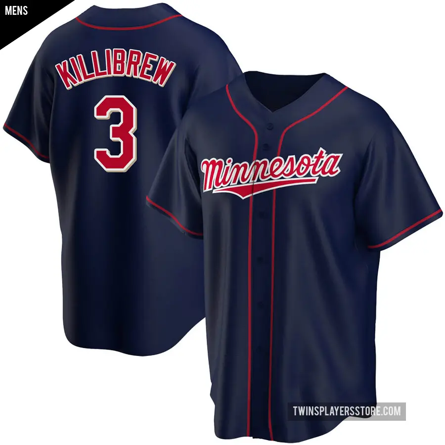 Men's Minnesota Twins ＃3 Harmon Killibrew Replica Navy Alternate Team Jersey